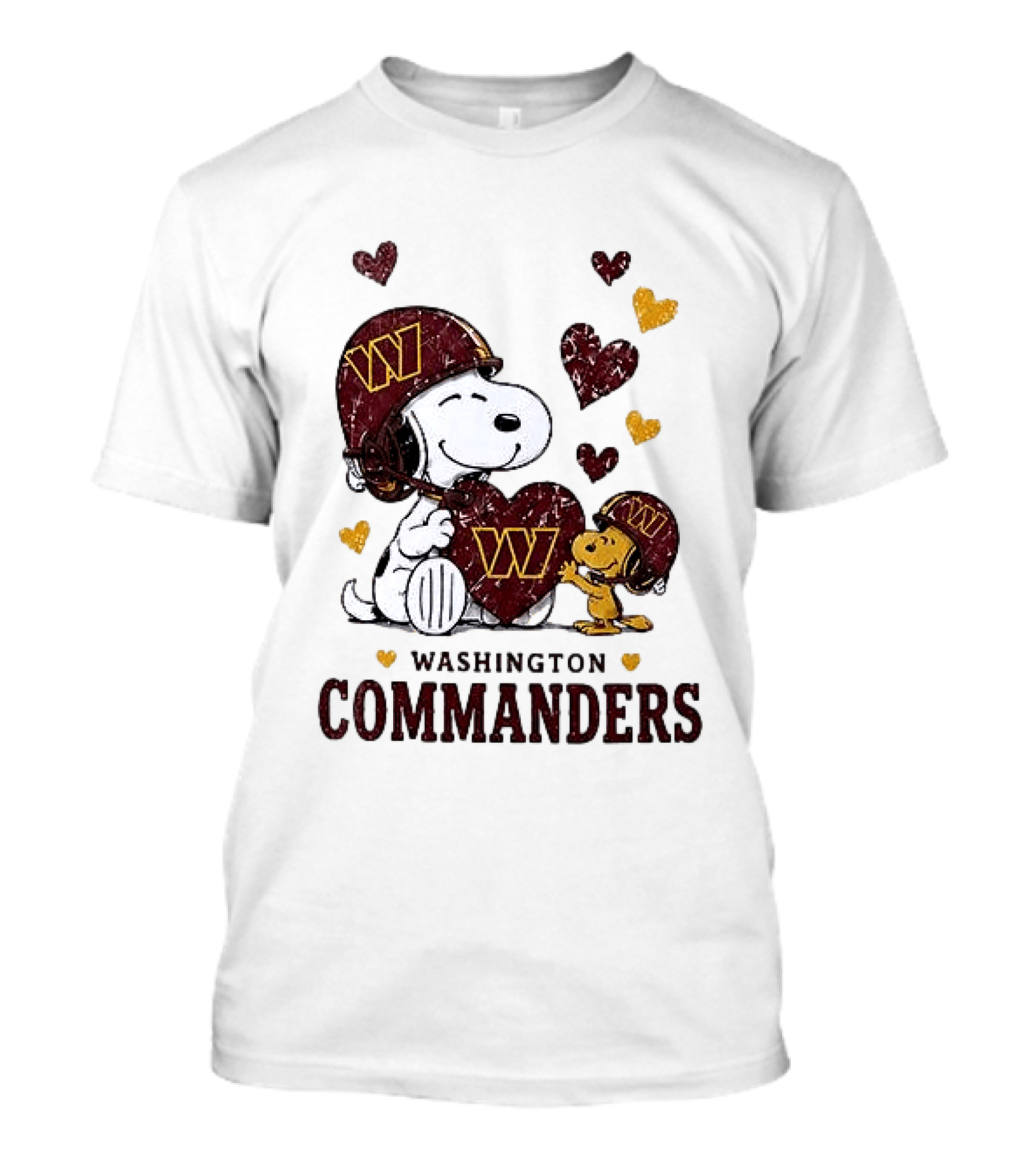 Washington Commanders Peanuts Snoopy Woodstock Love Laughter Hearts T-Shirt