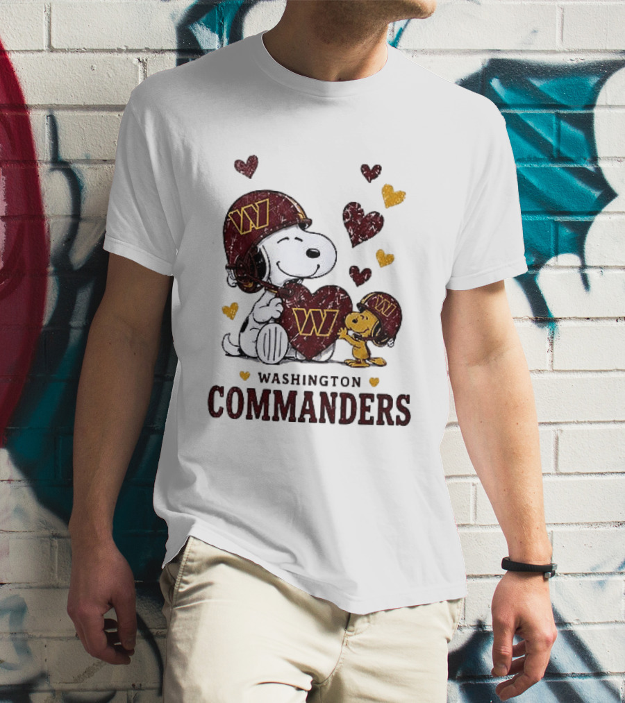 Washington Commanders Peanuts Snoopy Woodstock Love Laughter Hearts T-Shirt