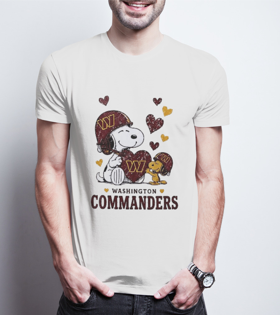 Washington Commanders Peanuts Snoopy Woodstock Love Laughter Hearts T-Shirt
