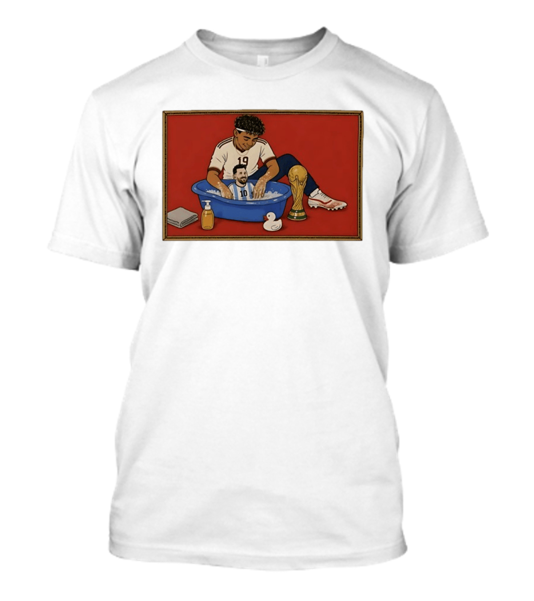 Yamal 19 Bathing Messi In Bathtub With World Cup Trophy T-Shirt
