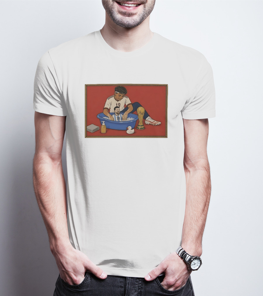 Yamal 19 Bathing Messi In Bathtub With World Cup Trophy T-Shirt