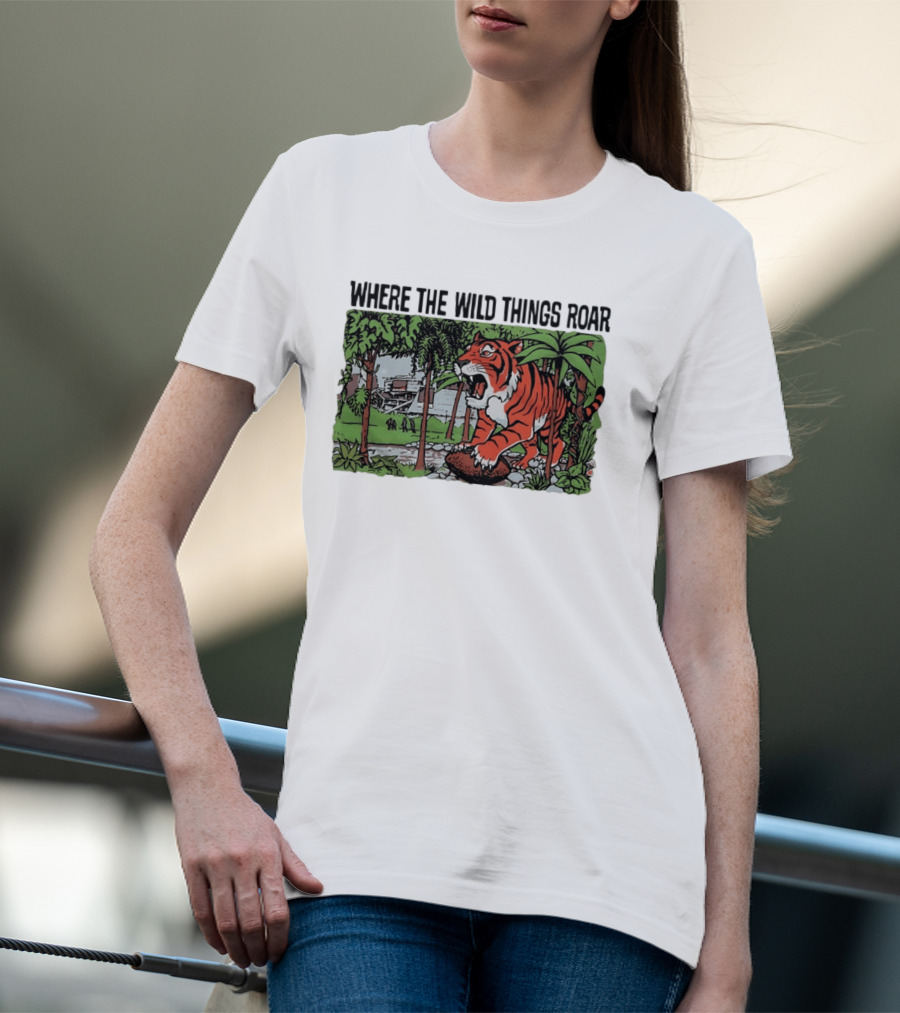 Cincinnati Bengals Where The Wild Things Roar Tiger Jungle Scene T-Shirt