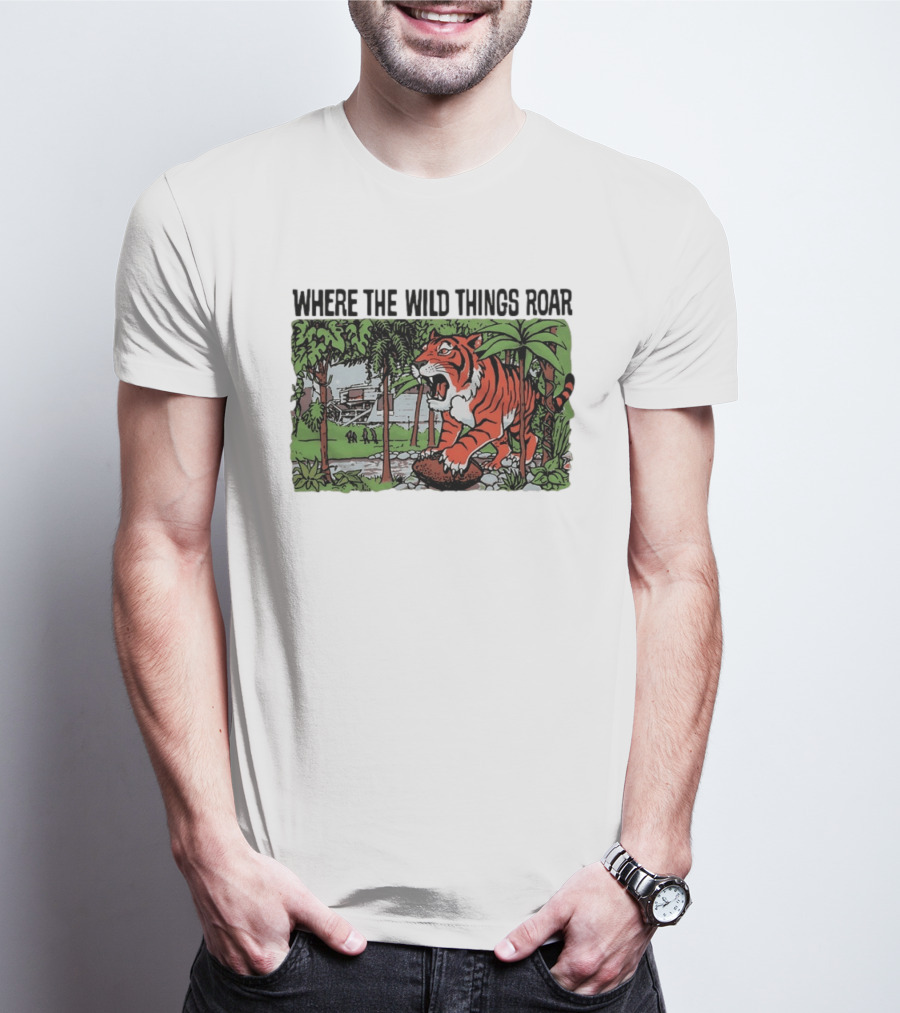 Cincinnati Bengals Where The Wild Things Roar Tiger Jungle Scene T-Shirt