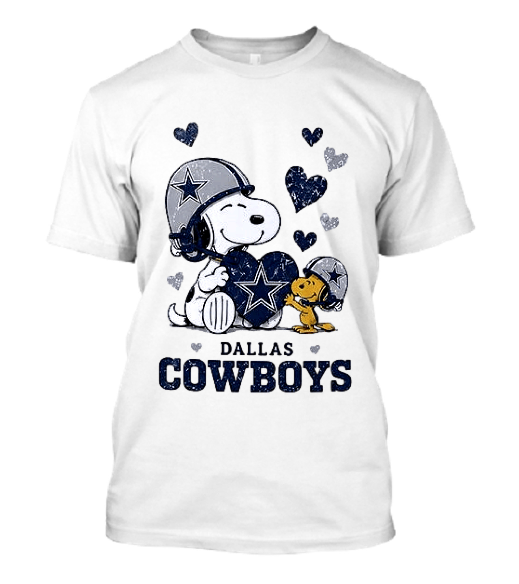 Dallas Cowboys Peanuts Snoopy Woodstock Love Hearts T-Shirt