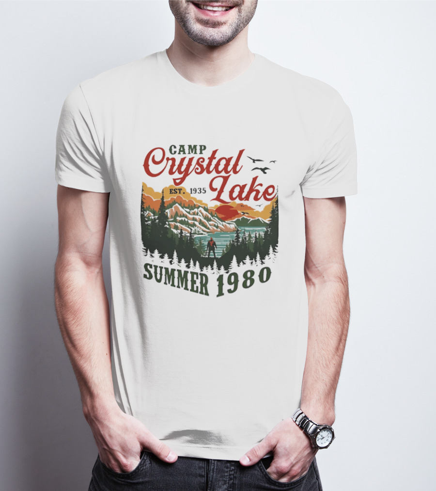 Camp Crystal Lake EST 1935 Summer 1980 Scenic Reflection T-Shirt