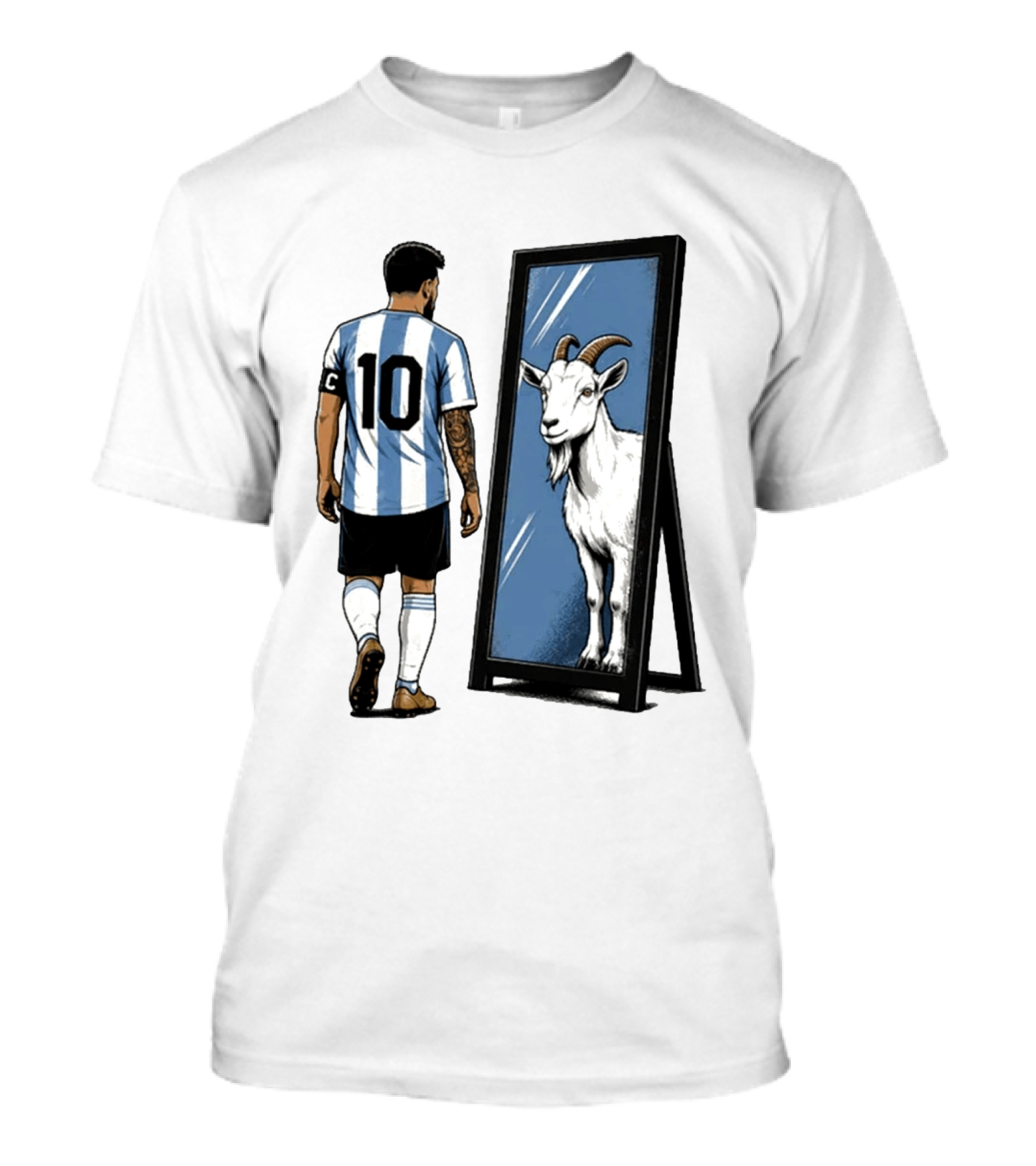 GOAT In The Mirror Argentina 10 Soccer Legend T-Shirt