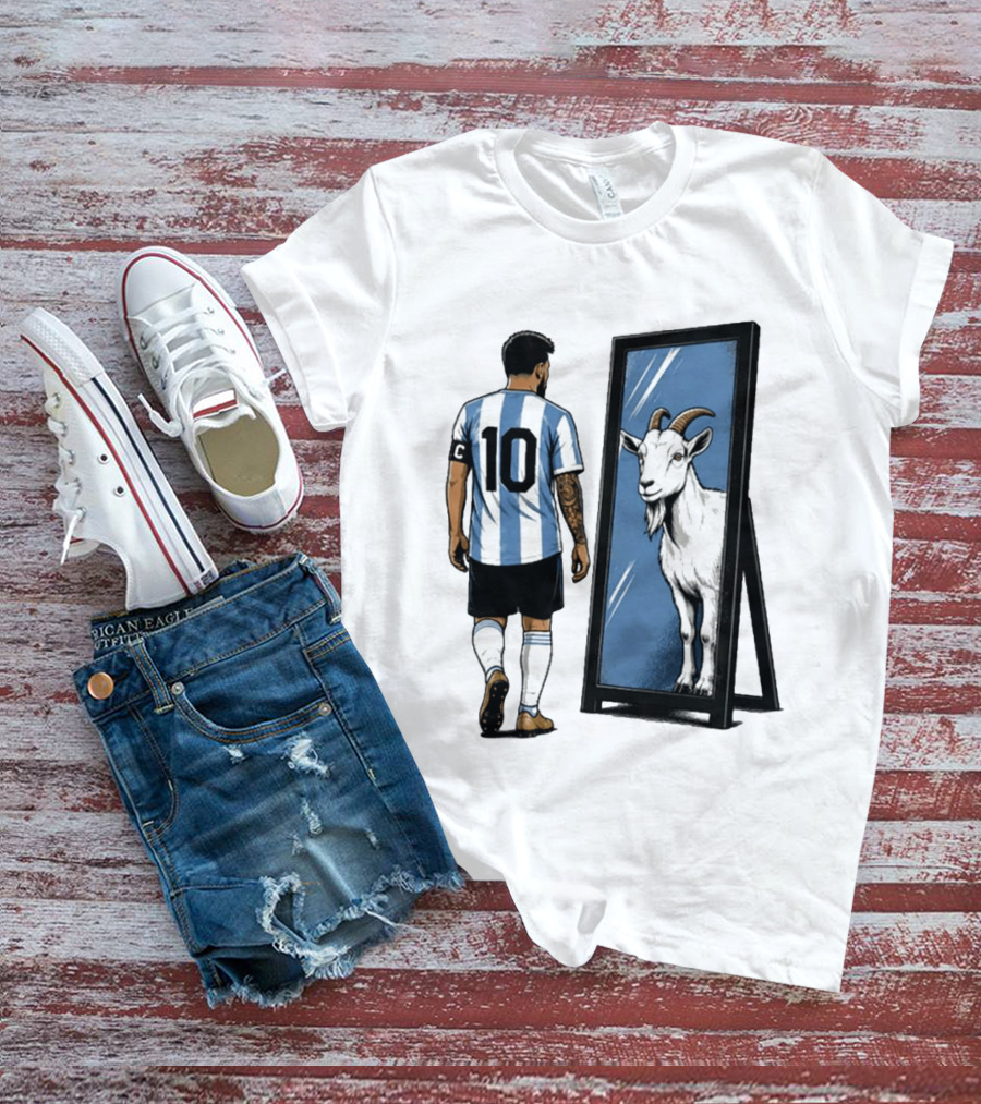 GOAT In The Mirror Argentina 10 Soccer Legend T-Shirt
