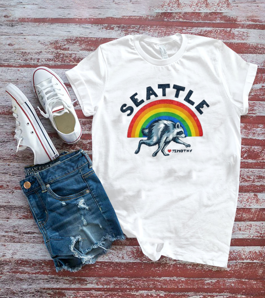 Seattle Jimothy Rainbow Pride 2026 Raccoon Heart T-Shirt