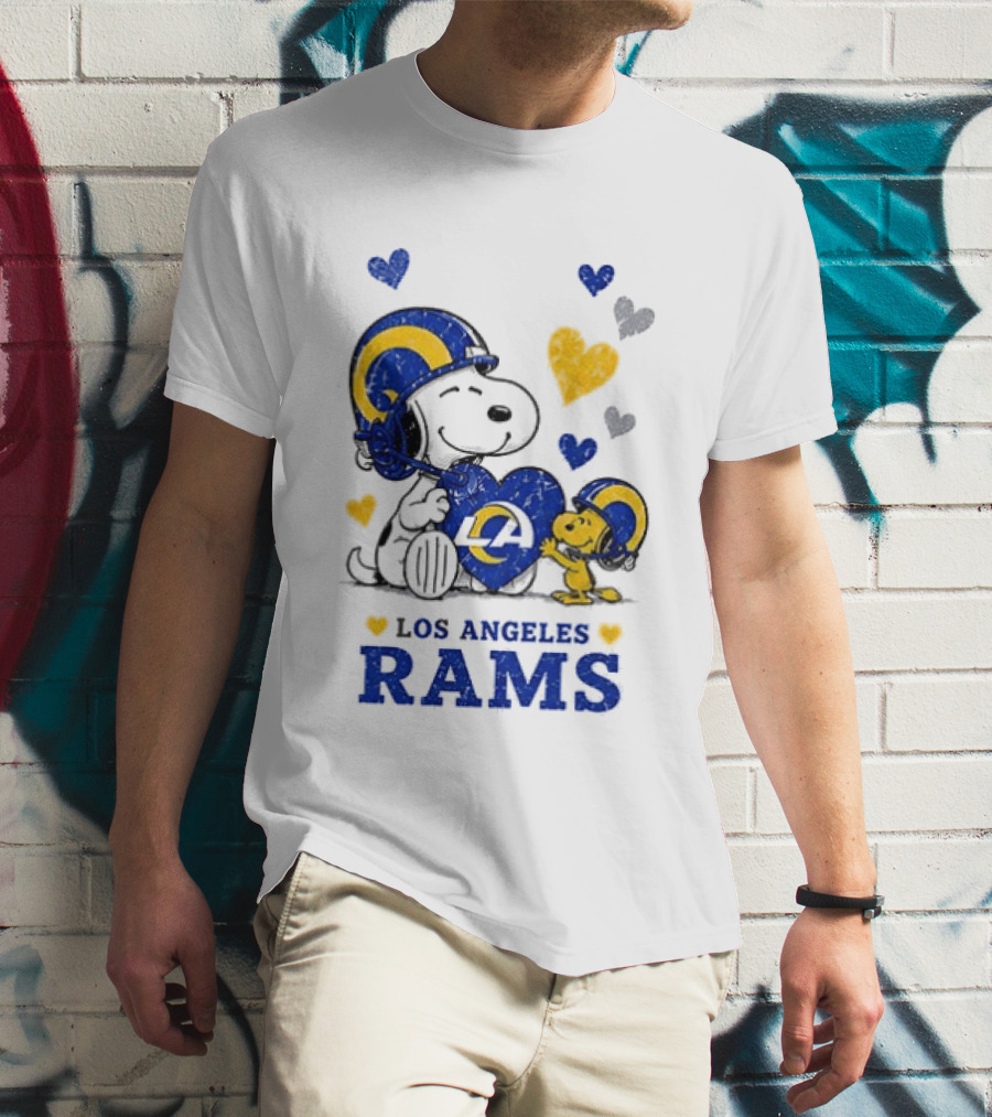 Los Angeles Rams Peanuts Snoopy Love Laughter Hearts T-Shirt