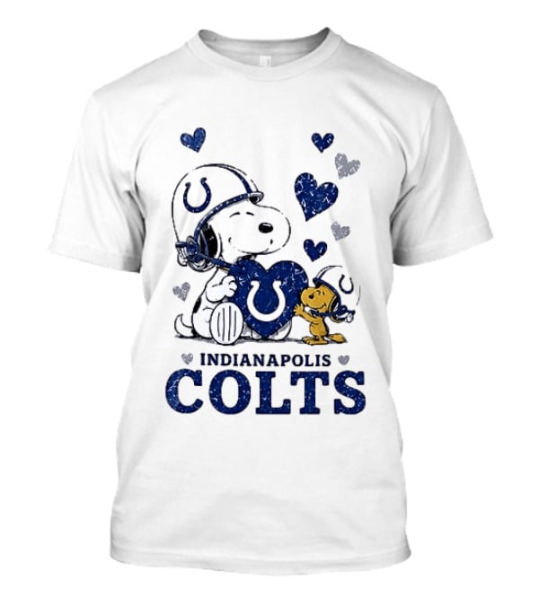 Indianapolis Colts Peanuts Snoopy Woodstock Love Hearts T-Shirt