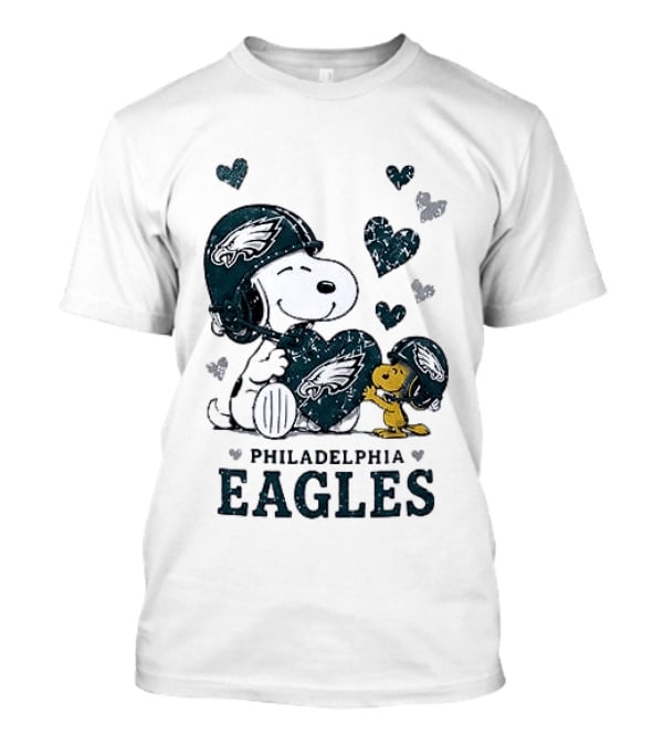 Philadelphia Eagles Snoopy Woodstock Love Hearts Collaboration T-Shirt