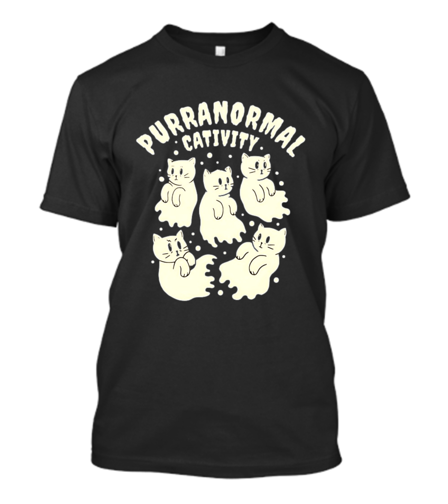 Purranormal Cativity Ghost Cats Design Halloween Cats T-Shirt