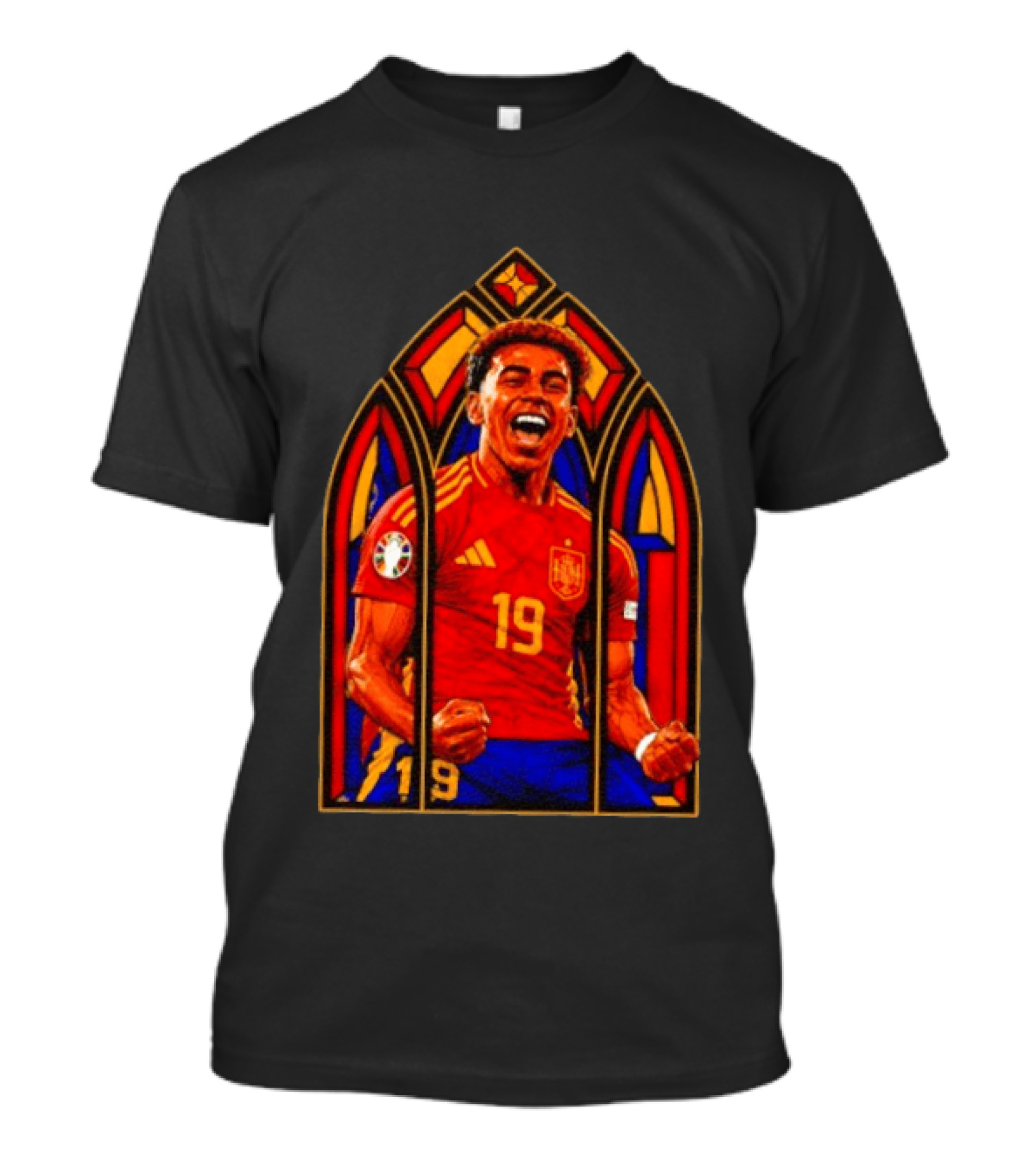 Lamine Yamal Spain National Team Number 19 Stained Glass Artistry T-Shirt
