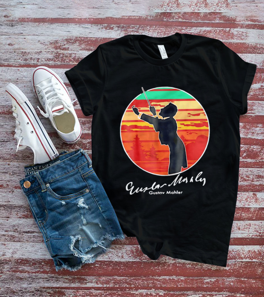 Gustav Mahler Conducting Silhouette With Vibrant Sunset T-Shirt
