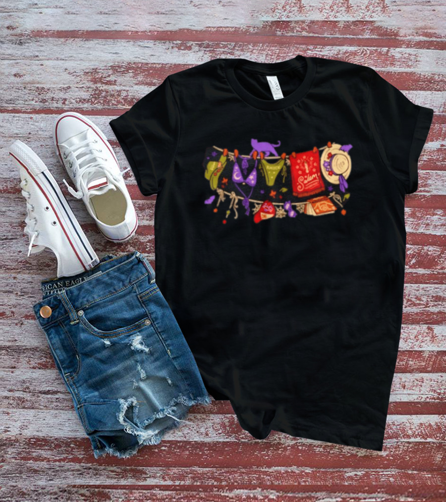 Hocus Pocus Amuck Salem Witch Laundry Line Halloween T-Shirt