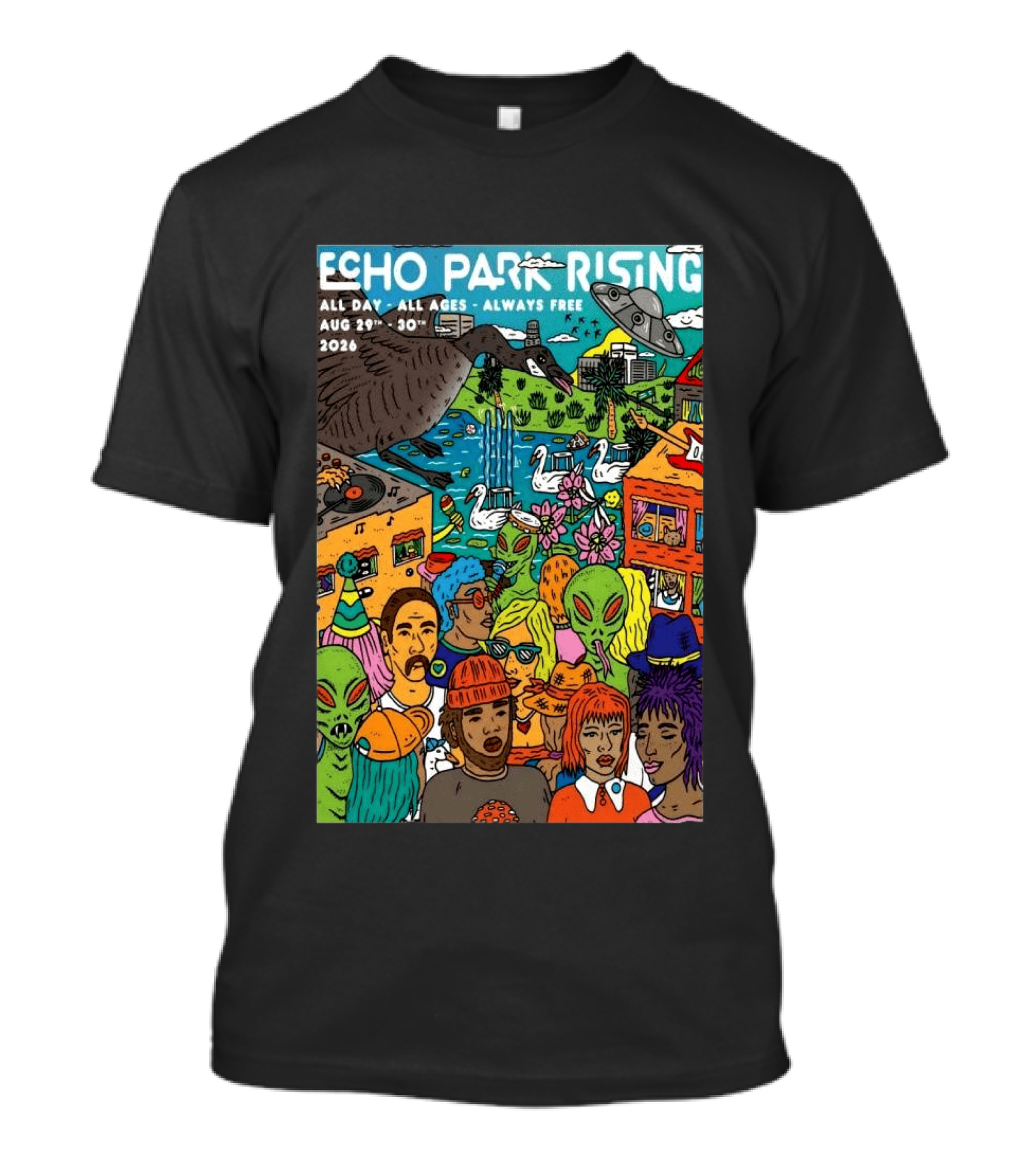 Echo Park Rising Los Angeles CA Aug 29 30 2026 All Ages Always Free T-Shirt