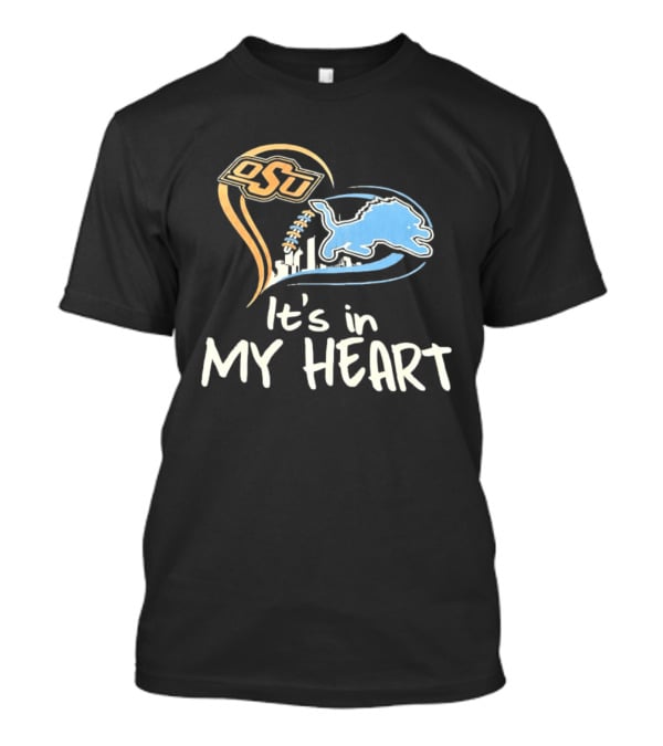 OSU And Detroit Lions Heart Graphic Connection T-Shirt