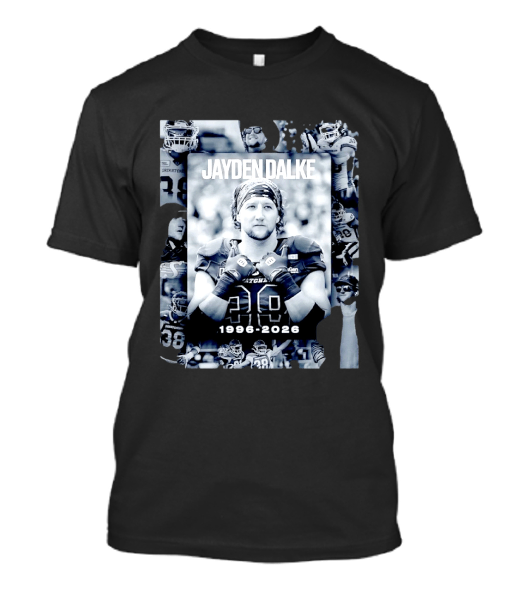 Jayden Dalke Saskatchewan Roughriders 1996 2026 Football Player Collage T-Shirt