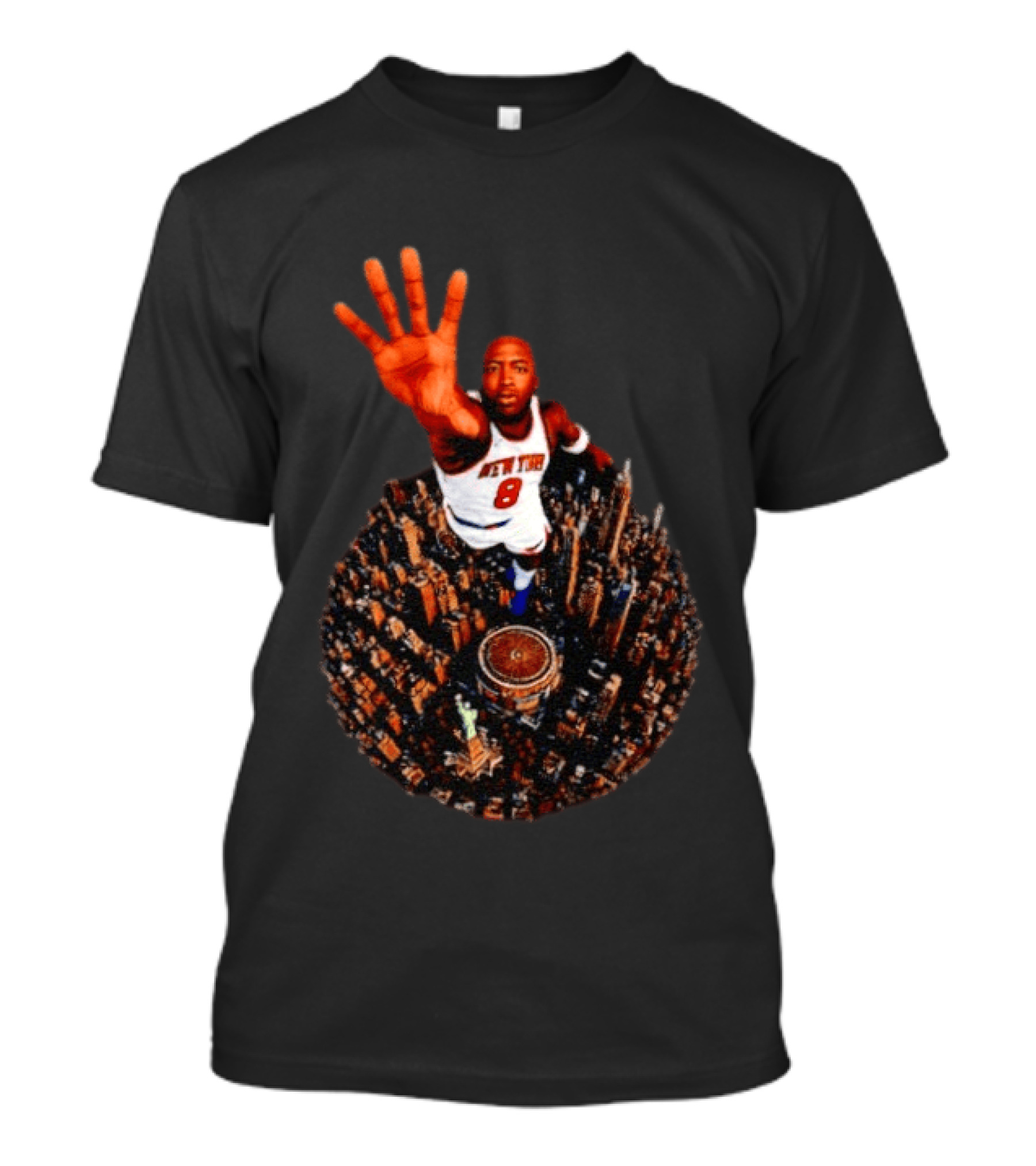 New York Knicks No 8 Aerial Cityscape Legend T-Shirt