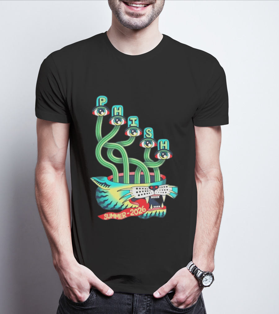 Phish Summer 2026 Jam Band Psychedelic Cat Eye Stalks T-Shirt
