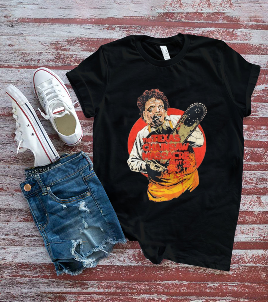 Texas Chainsaw Massacre Part 2 Bubba Chainsaw Graphic Burst T-Shirt