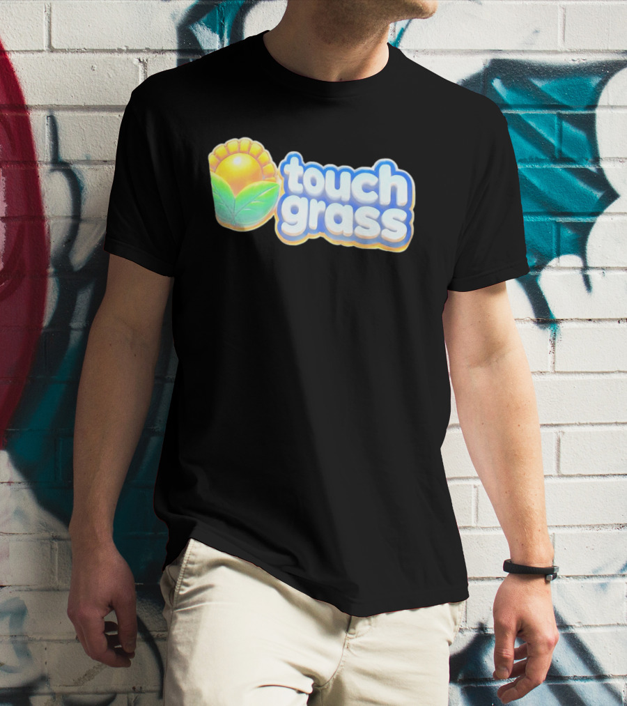 Touch Grass Plants Vs Zombies Sunflower Gaming Meme T-Shirt