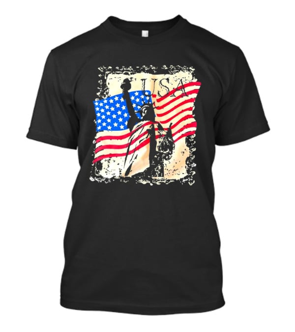 USA Statue Of Liberty American Flag T-Shirt