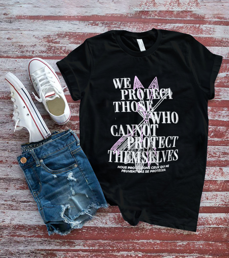 We Protect Those Who Cannot Protect Themselves Pink Sword Motif T-Shirt