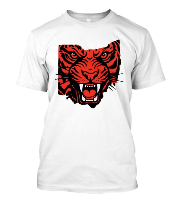 Aggressive Tiger Face Big Cat Animal Fierce Red And Black Tiger Head T-Shirt