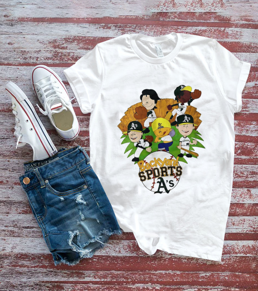 Backyard Sports A's Oakland Athletics MLB Characters Playing Baseball T-Shirt