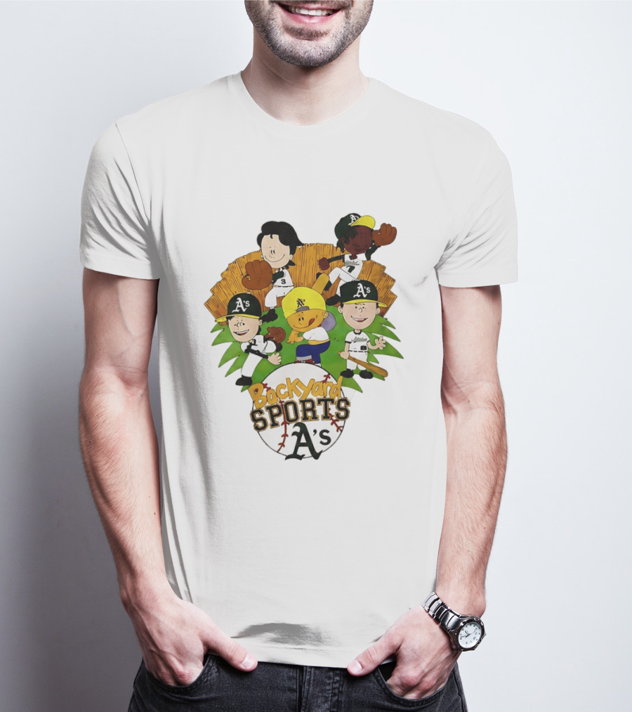 Backyard Sports A's Oakland Athletics MLB Characters Playing Baseball T-Shirt