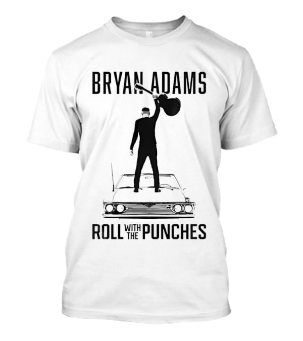 Bryan Adams Silhouette Raising Guitar On Car Roll With The Punches T-Shirt