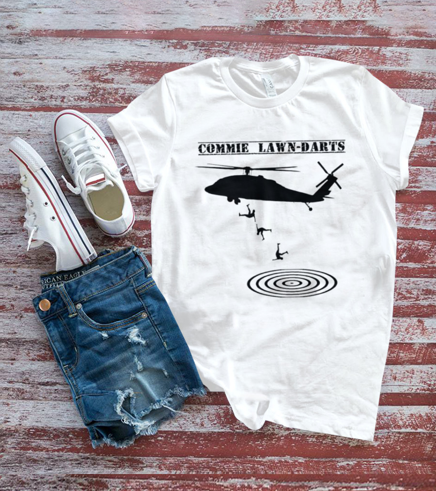 Commie Lawn Darts Helicopter Paratrooper Meme Target Landing T-Shirt