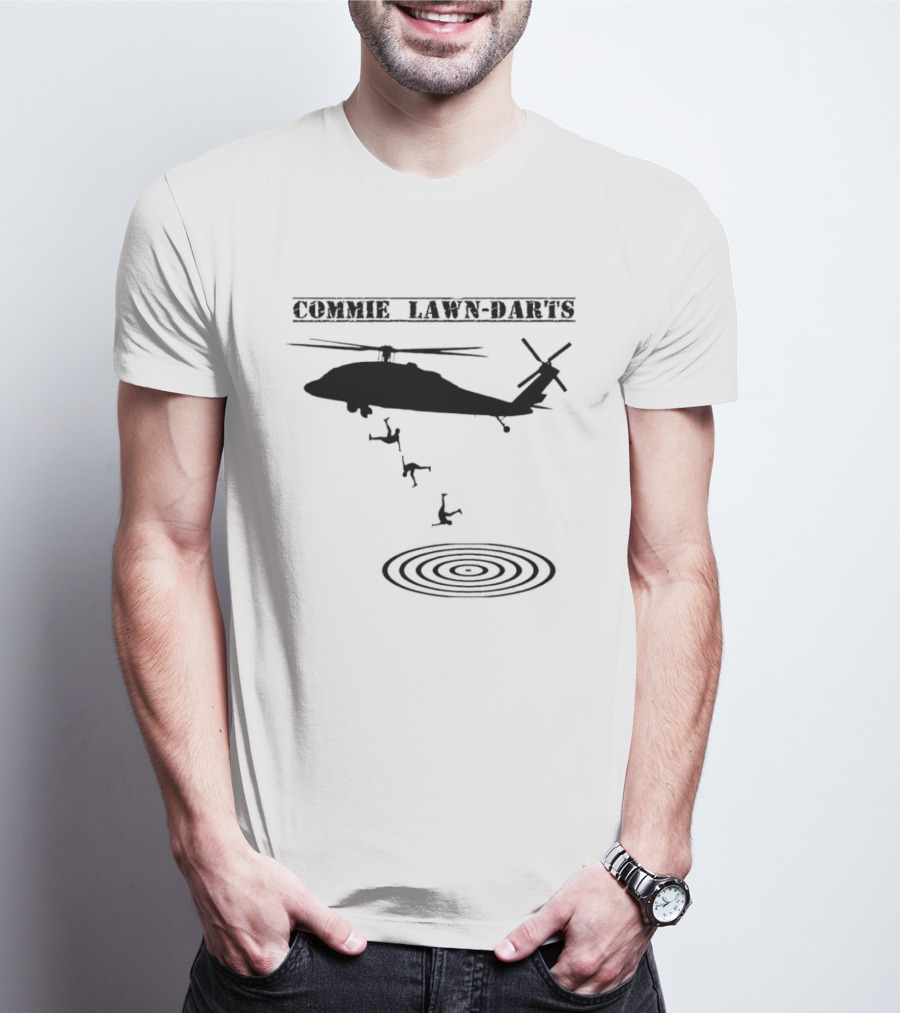 Commie Lawn Darts Helicopter Paratrooper Meme Target Landing T-Shirt