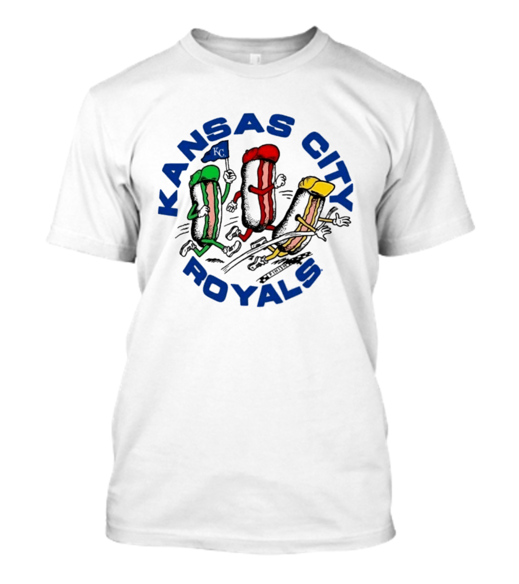 Kansas City Royals Hot Dog Race Mascots With Flag T-Shirt