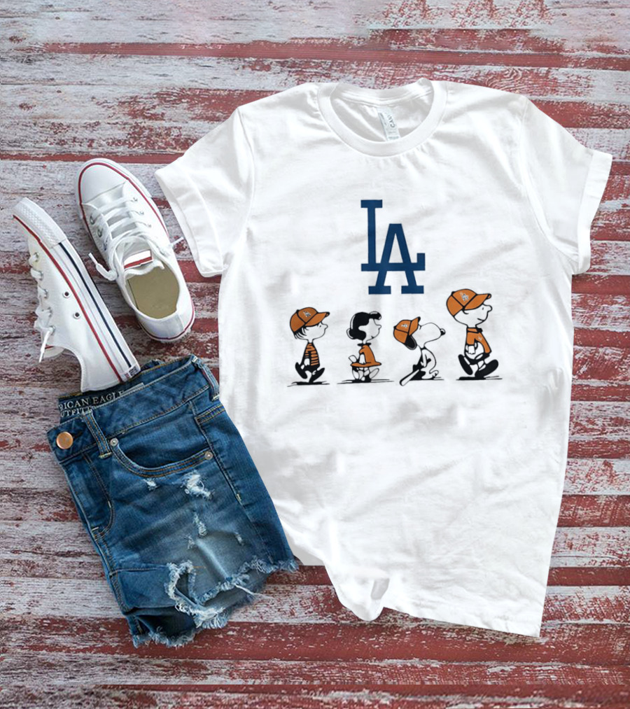 Peanuts Characters LA Dodgers Major League Baseball T-Shirt