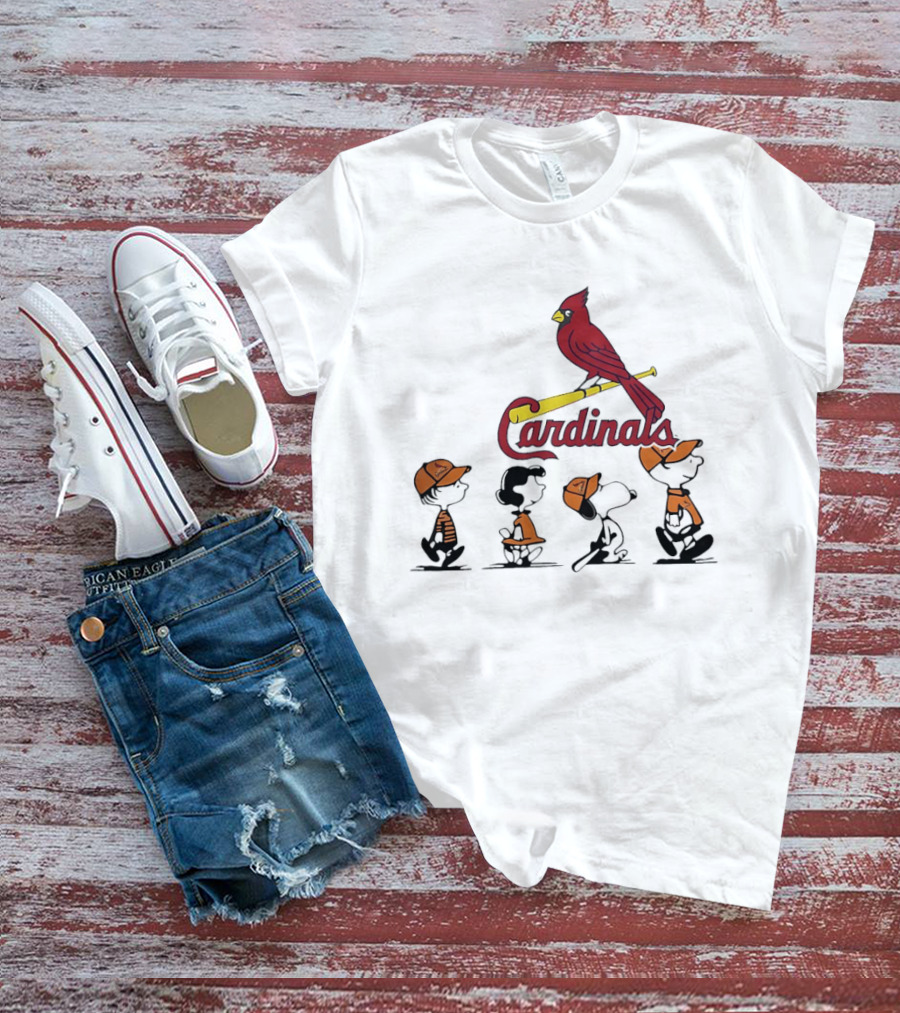 Peanuts Characters St Louis Cardinals Baseball Team Collaboration T-Shirt