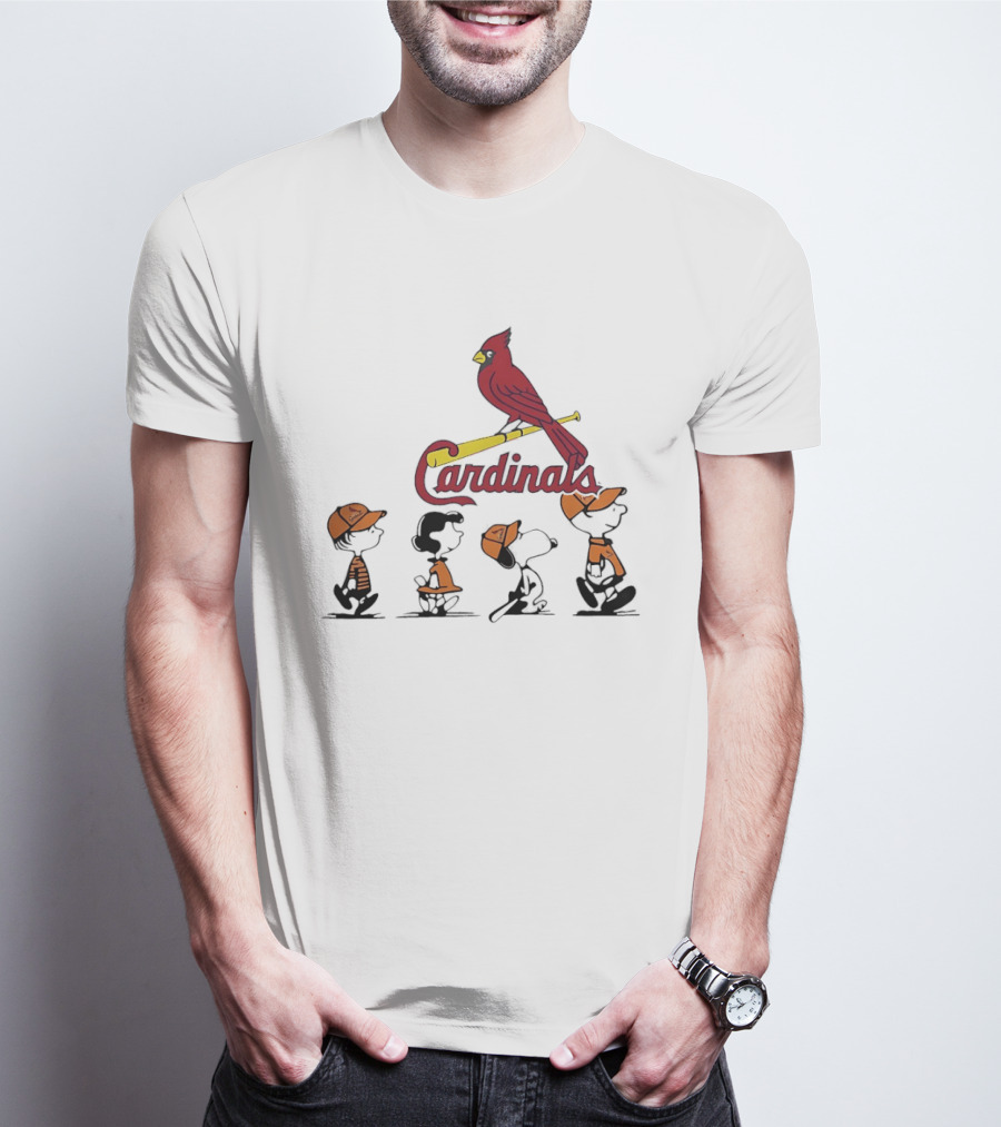Peanuts Characters St Louis Cardinals Baseball Team Collaboration T-Shirt