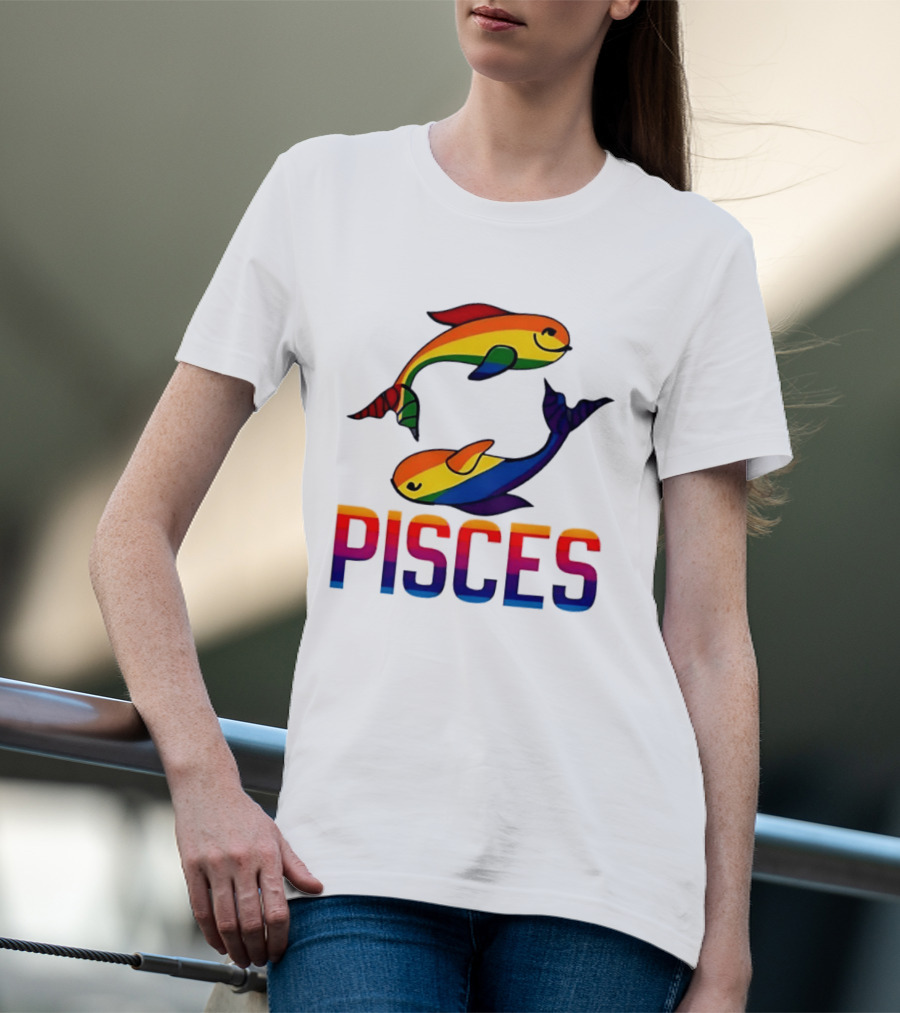 Pisces Fish Rainbow LGBT Pride T-Shirt