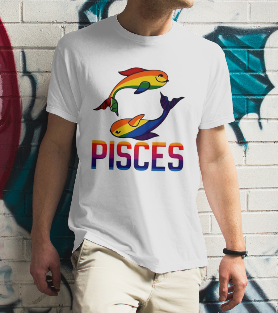 Pisces Fish Rainbow LGBT Pride T-Shirt