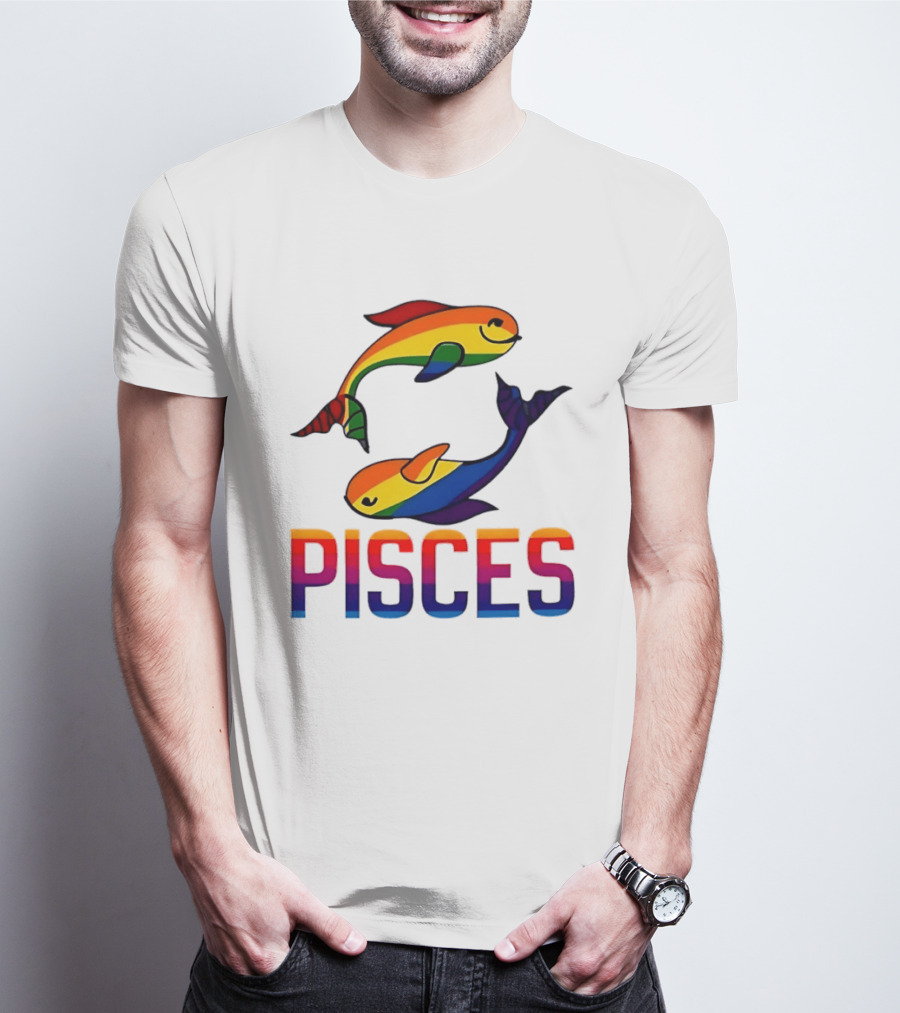 Pisces Fish Rainbow LGBT Pride T-Shirt