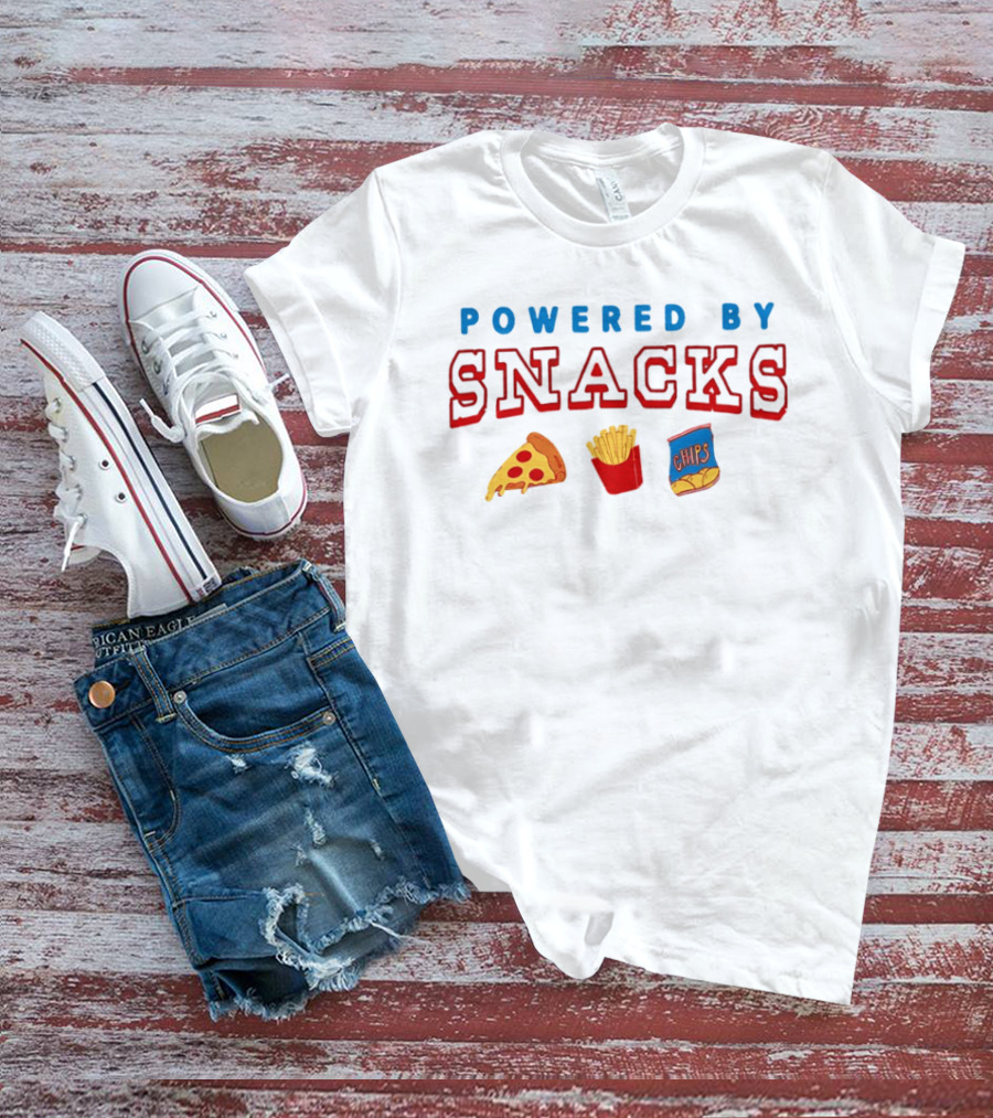 Powered By Snacks Pizza Fries Chips T-Shirt
