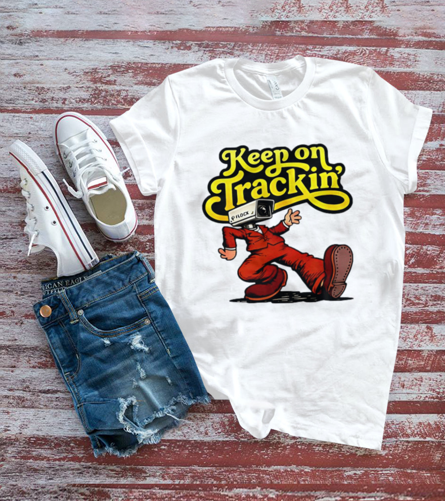 Keep On Trackin' Security Camera Head Person Walking T-Shirt