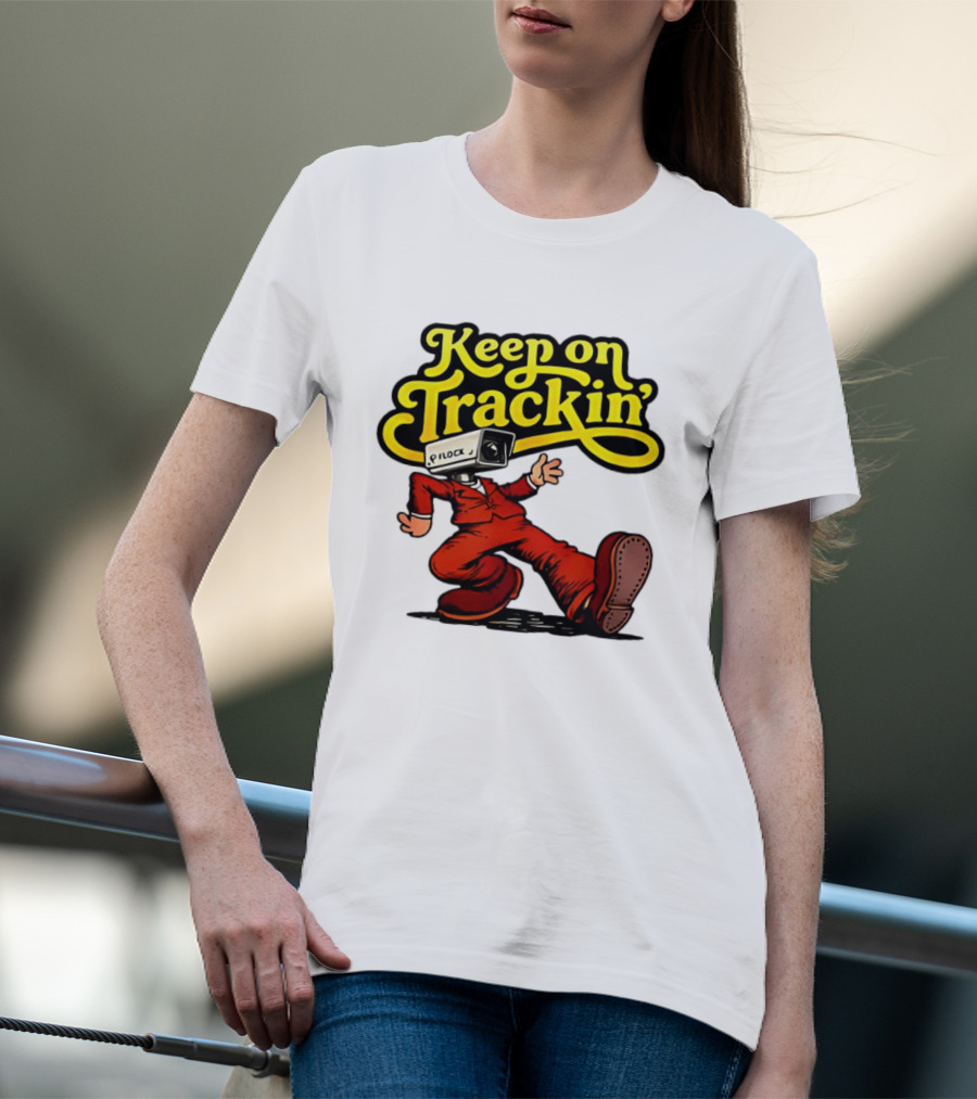 Keep On Trackin' Security Camera Head Person Walking T-Shirt
