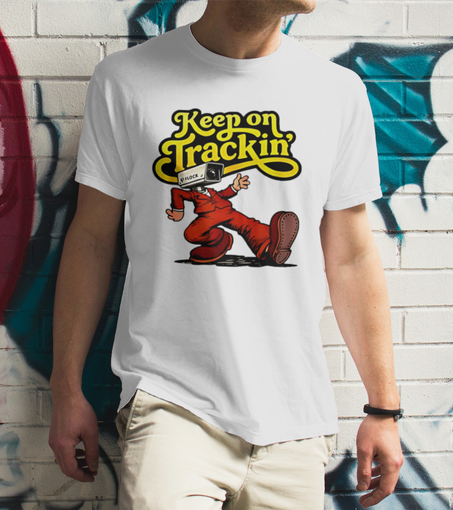 Keep On Trackin' Security Camera Head Person Walking T-Shirt