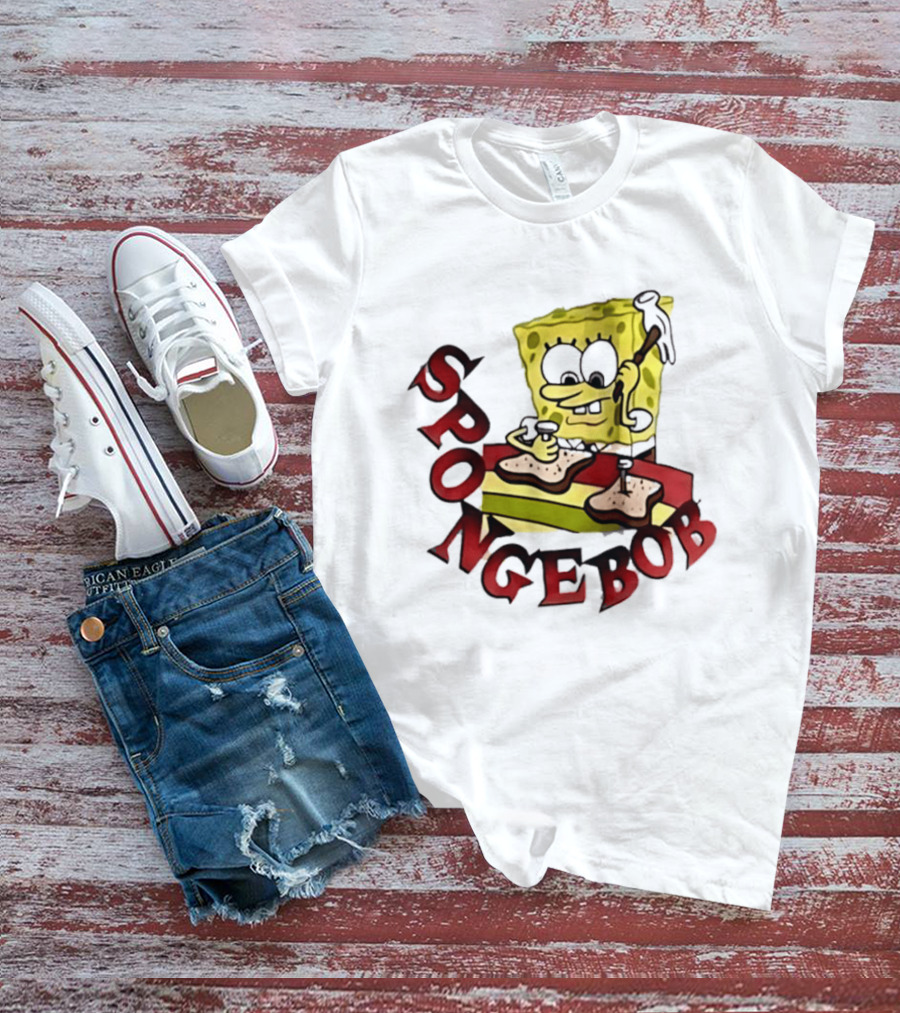SpongeBob Assembling Sandwich With Hammer T-Shirt