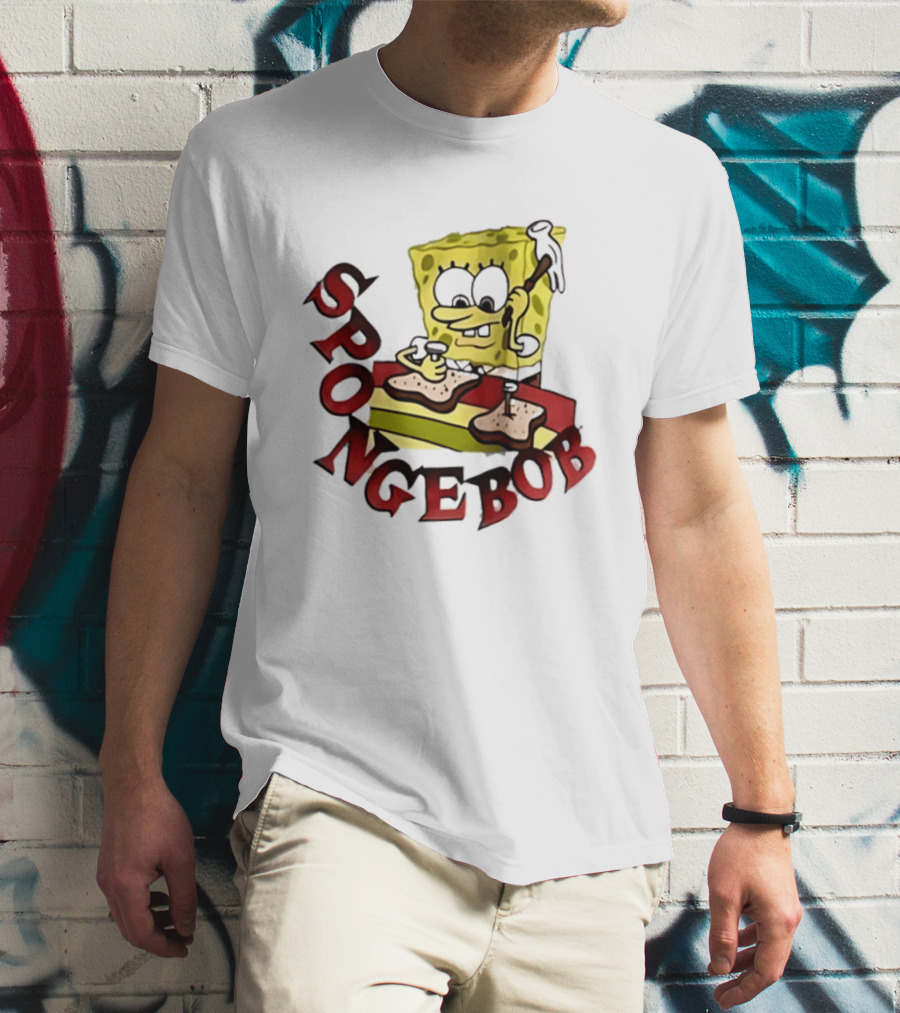 SpongeBob Assembling Sandwich With Hammer T-Shirt
