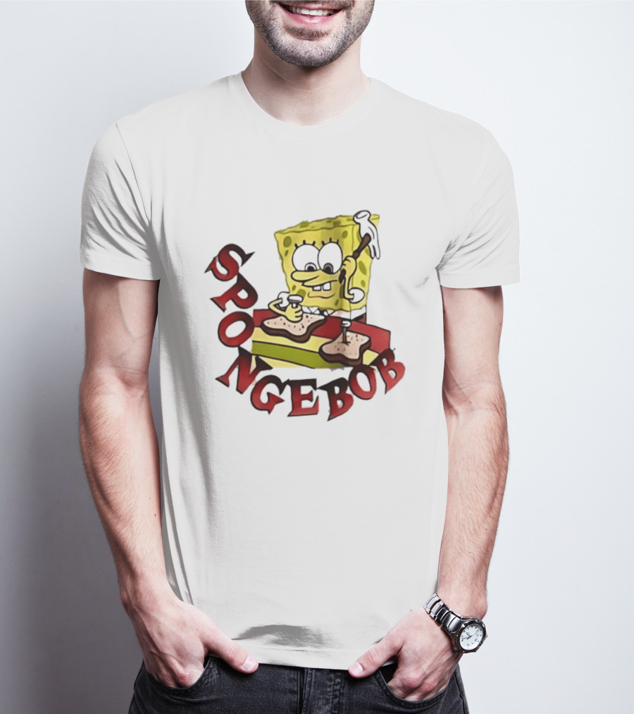 SpongeBob Assembling Sandwich With Hammer T-Shirt