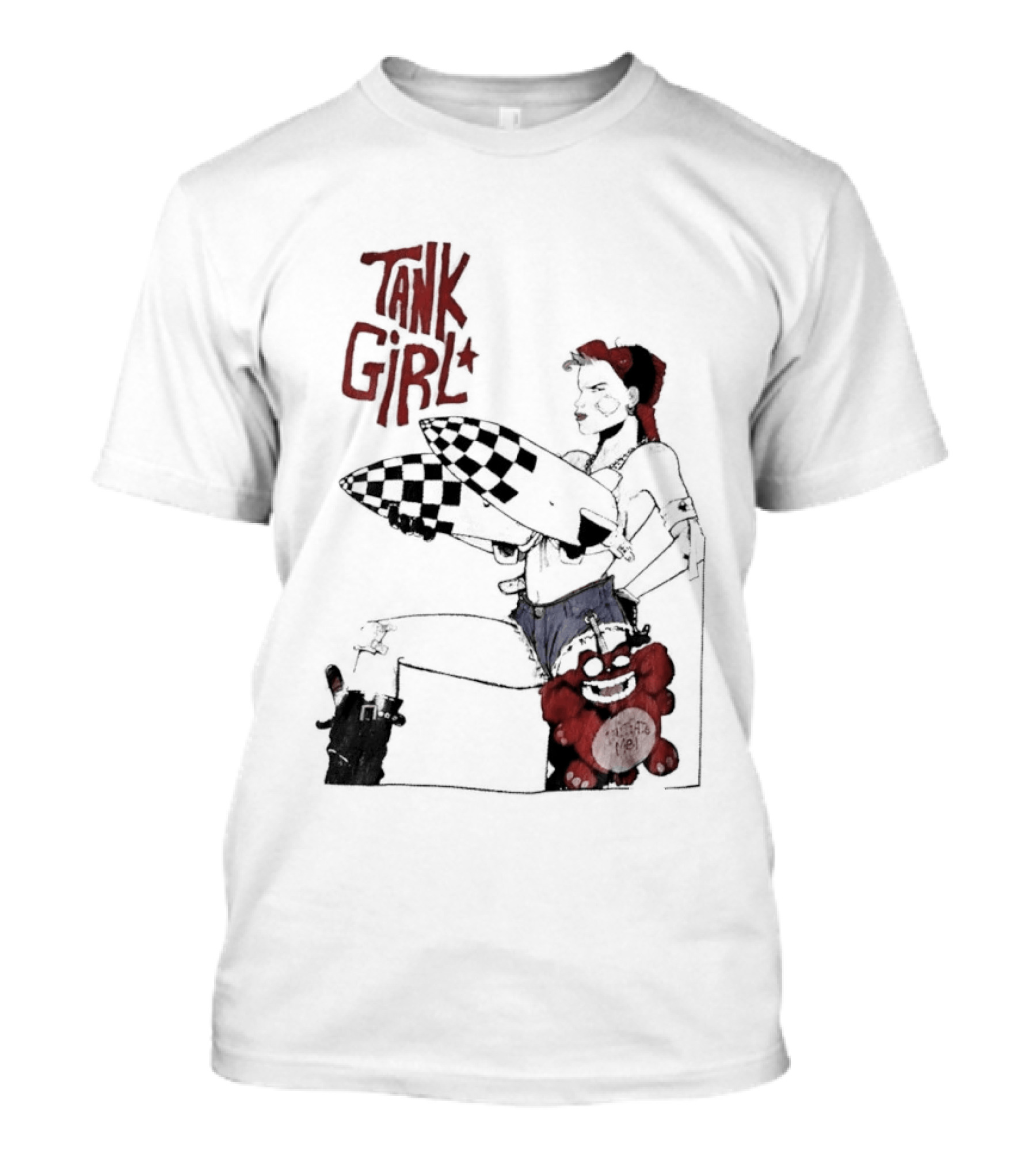 Tank Girl Checkered Missiles Red Text With Plush Toy T-Shirt