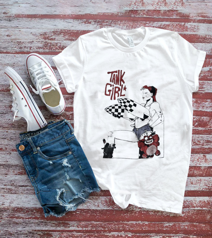Tank Girl Checkered Missiles Red Text With Plush Toy T-Shirt